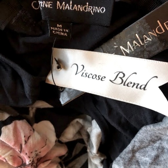 NWT CATHERINE MALANDRINO Black Graphic Pink Floral T-Shirt Short Sleeve M - Picture 4 of 4